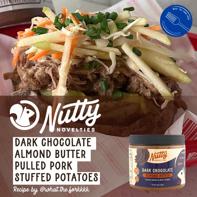 Dark Chocolate Almond Butter Pulled Pork Stuffed Potatoes