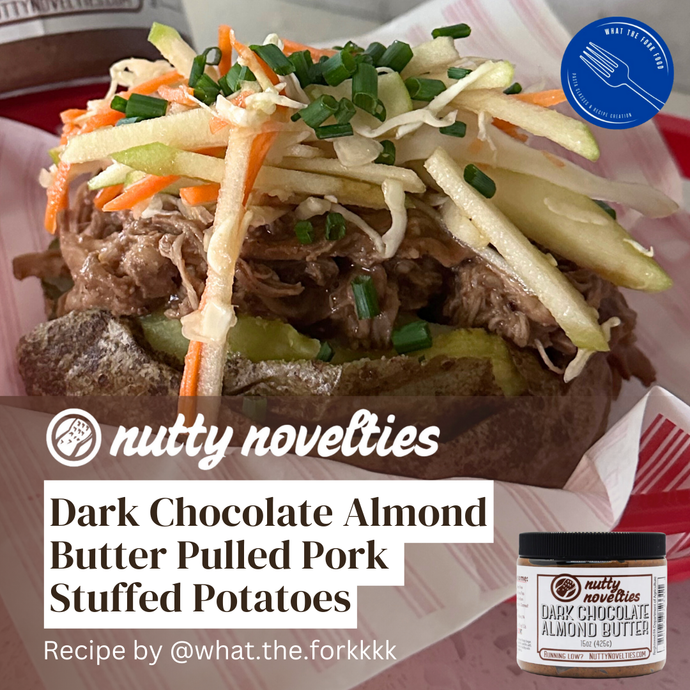 Dark Chocolate Almond Butter Pulled Pork Stuffed Potatoes